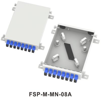 FTTX Network ODN Metal Mini Fiber Optic FTTH Terminal Box 8 Distribuição de núcleo com conectores LC e SC