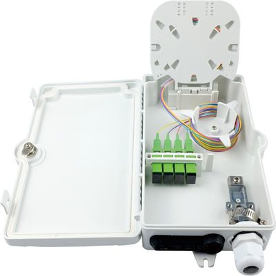 Caixa de terminação de fibra óptica de 4 núcleos FTTH IP65 exterior com conector de parede montado em cinza