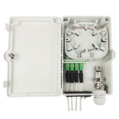 Caixa de terminação de fibra óptica de 4 núcleos FTTH IP65 exterior com conector de parede montado em cinza