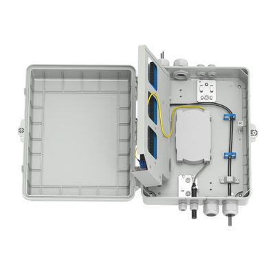 Caixa de distribuição de fibra óptica de 4 portas cinza IP65 impermeável para uso externo em modelo de rede