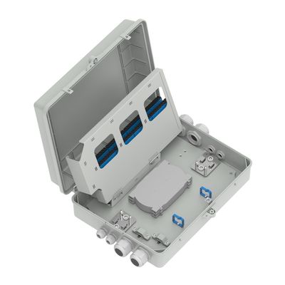 Caixa de distribuição de fibra óptica de 4 portas cinza IP65 impermeável para uso externo em modelo de rede