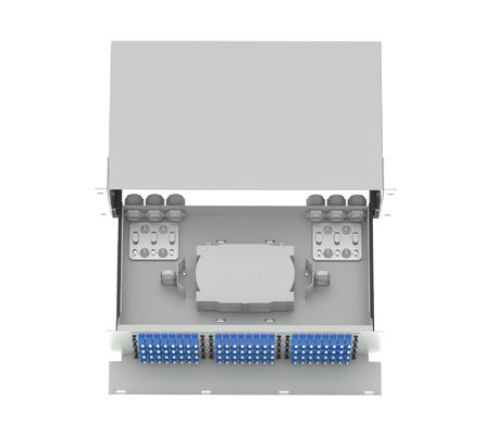 Centro de dados LC Tipo 192 Portos Fibra Óptica Distribuição Patchpanel Fibra Óptica Equipamento Branco