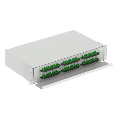 Patchpanel de distribuição de fibra de tipo 2U de 48 portas SC preto para aplicações de data center