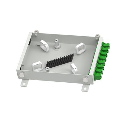 Caixa de terminais de fibra óptica de 8 núcleos para distribuição em rede e FTTH em aço laminado a frio