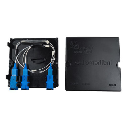 Painel de soquete de fachada de divisor de fibra óptica de plástico preto para FTTH 2 núcleos SC UPC PC